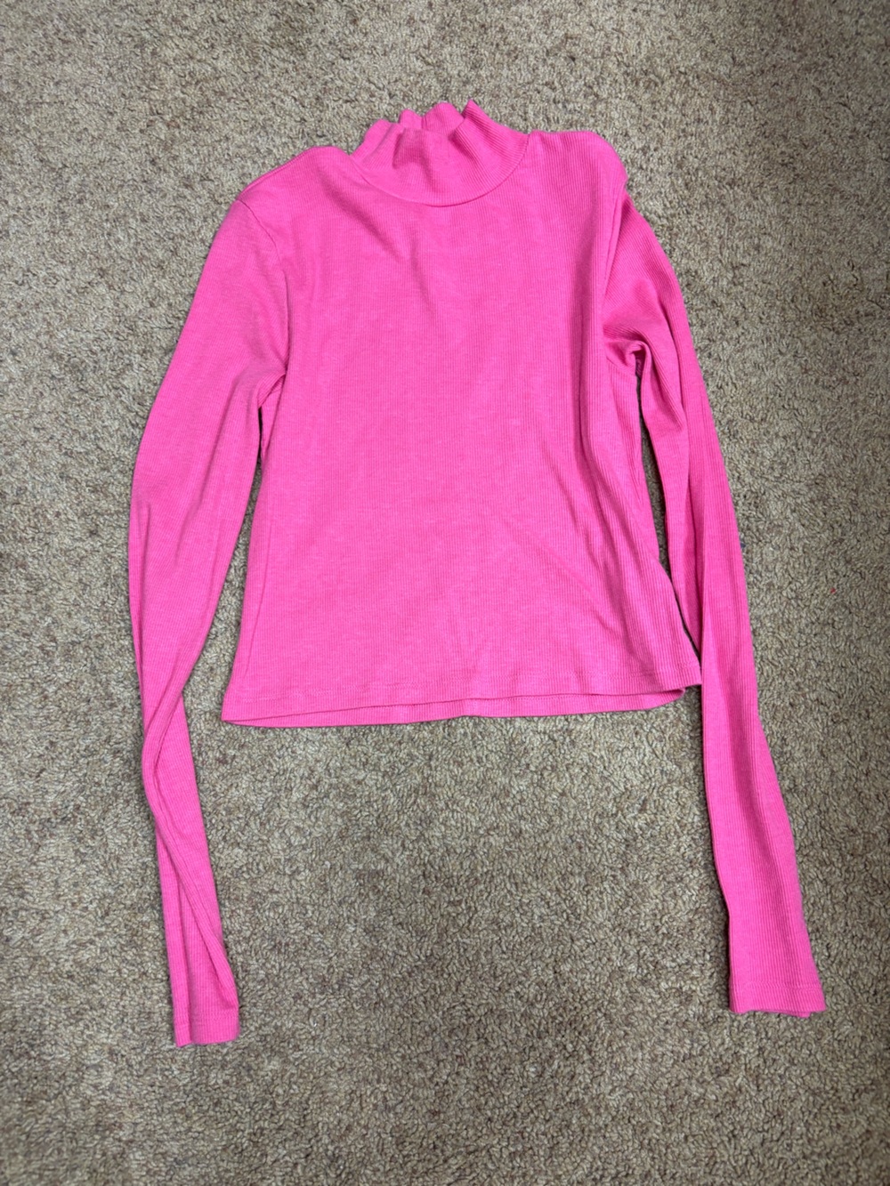 American Eagle Outfitters Hot Pink Ribbed Long Sleeve Top